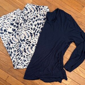 Soma cool nights size Medium Navy Long Sleeve Top and Pants NWOT Mirage Dream